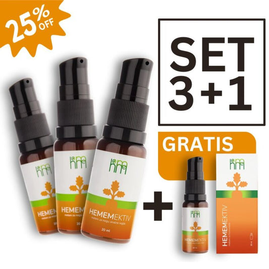 HEMEMEKTIV Сет 3+1 ГРАТИС | 100% природен мелем за хемороиди (4×20ml)